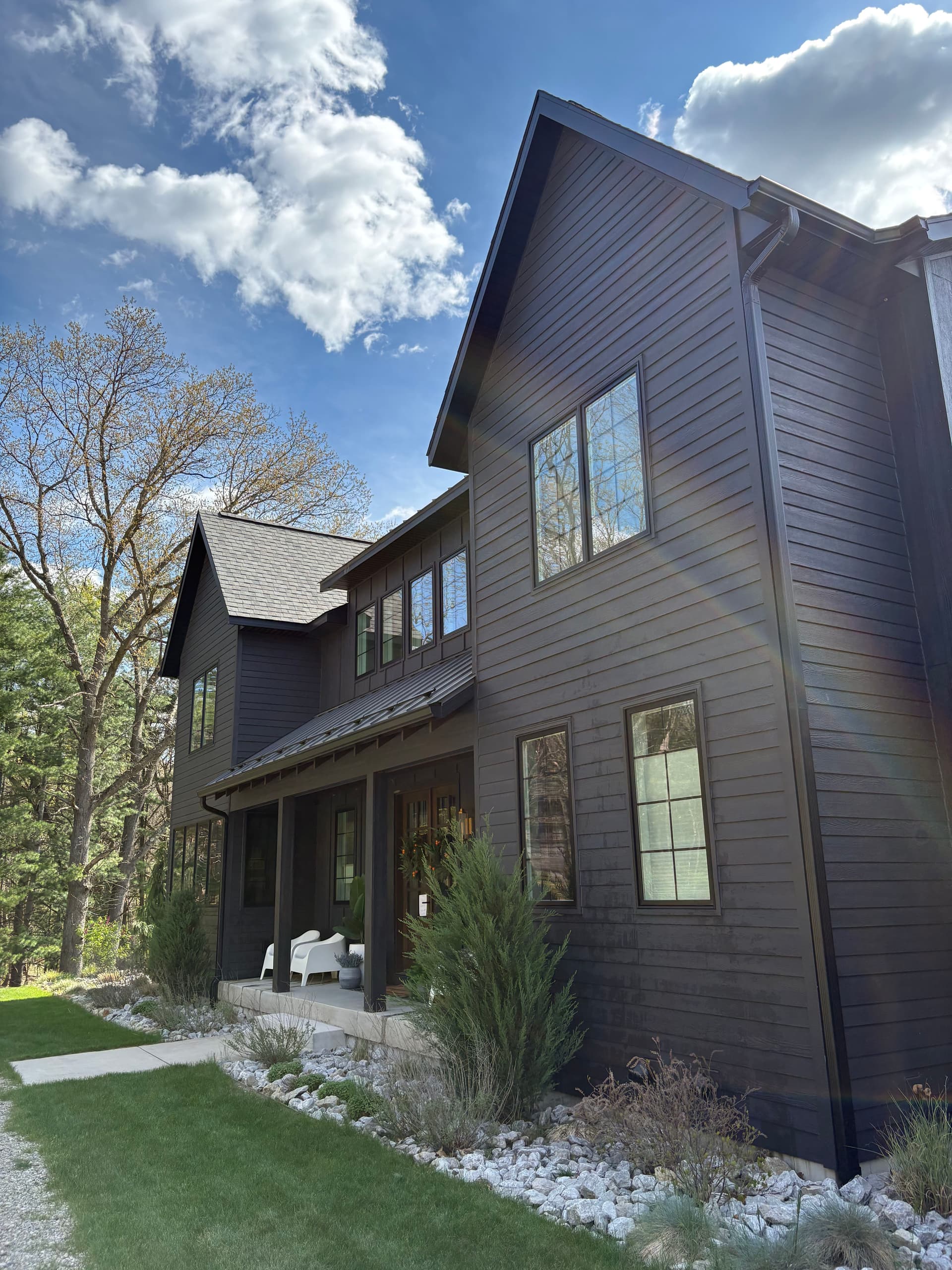 Full Exterior Window Cleaning on a Stunning Dark Farmhouse image
